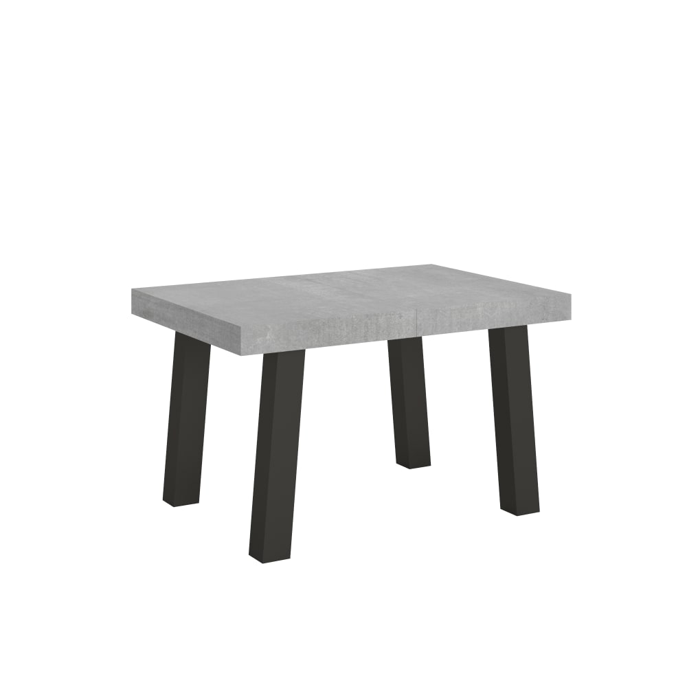Table Extensible 140/244x90 Cm Bridge Gris Béton Pieds Anthracite
