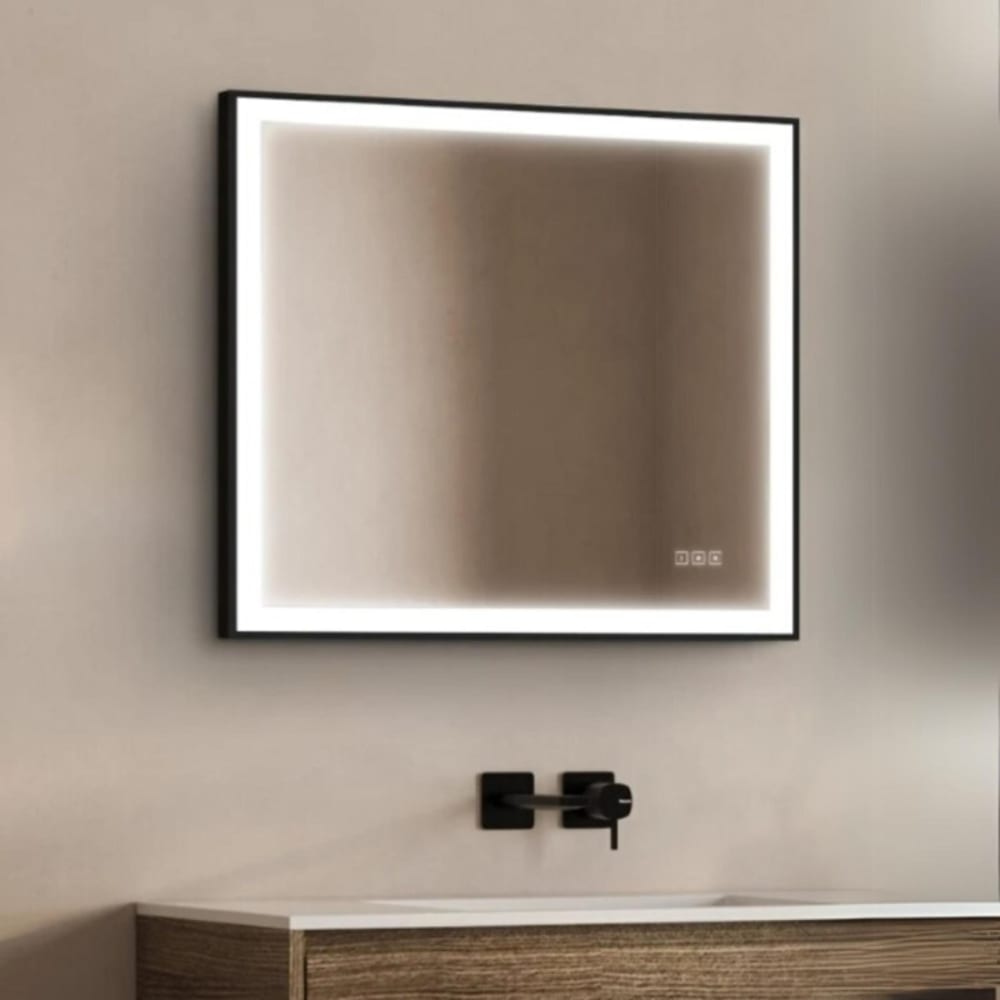 Miroir LED rectangulaire avec cadre alu noir VELUNA