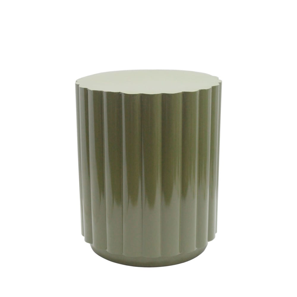 Louise - Table d'appoint ronde en métal diam.38,5cm - Vert kaki