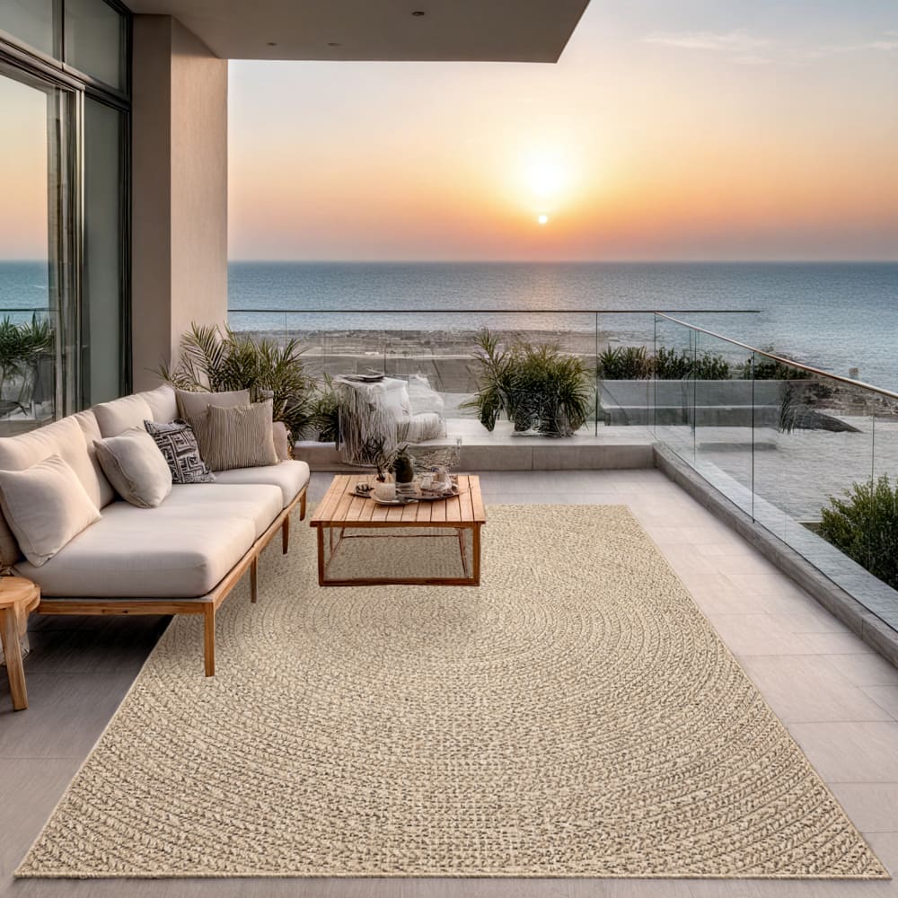 Tapis extérieur jute optique intempéries - nature - 60 x 90 cm