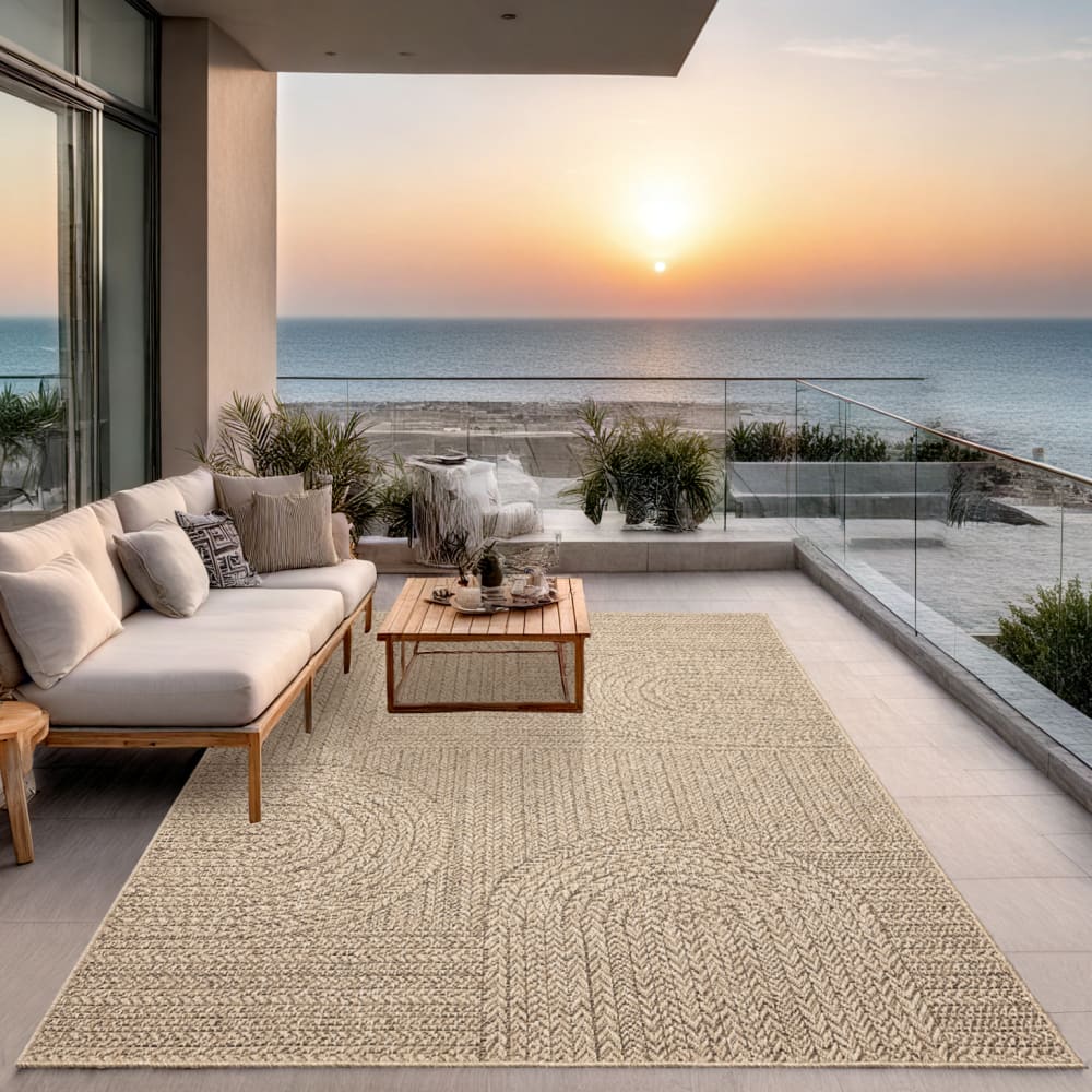 Tapis extérieur jute optique intempéries - nature - 200 x 290 cm