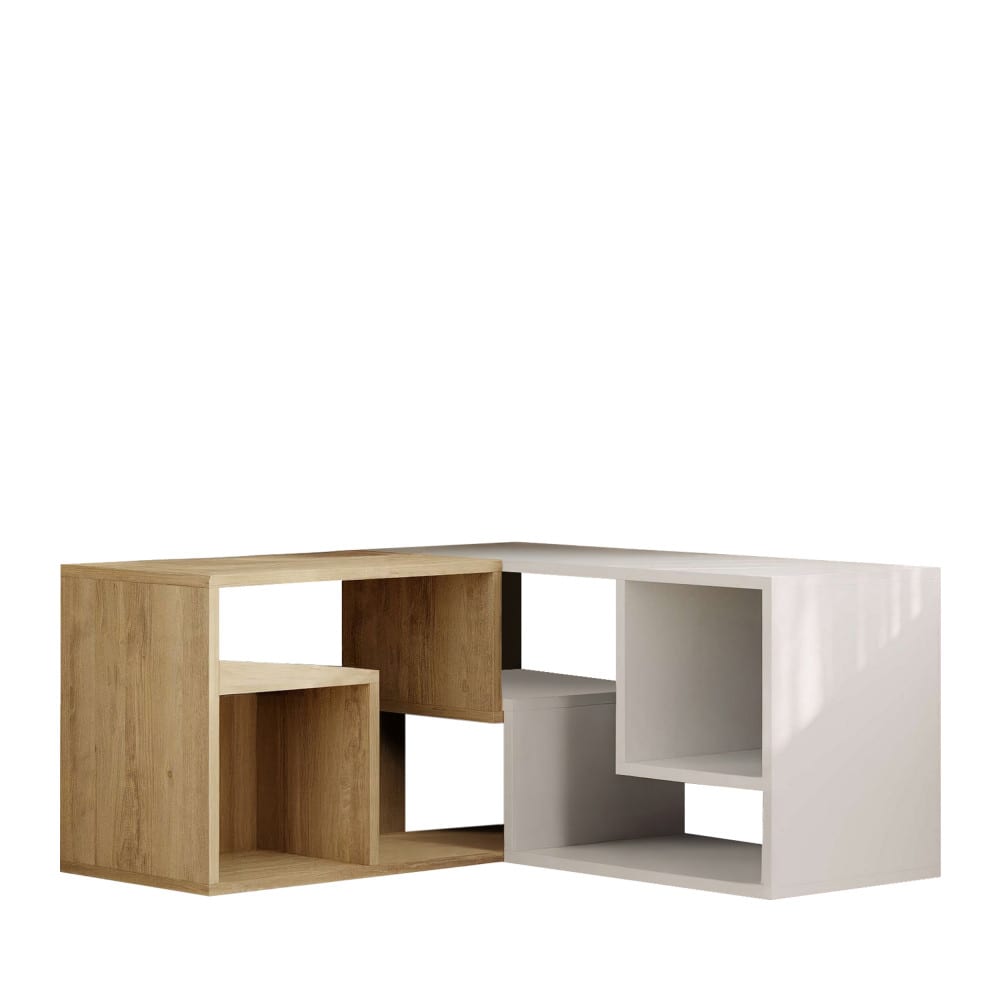 Flex - Meuble TV d'angle modulable en bois L145cm - Blanc