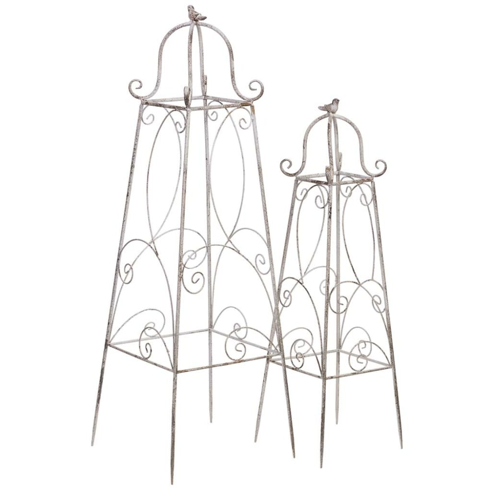 Ensemble de décoration en métal de 2 pièces, 34x34x100h - 25x25x80h cm