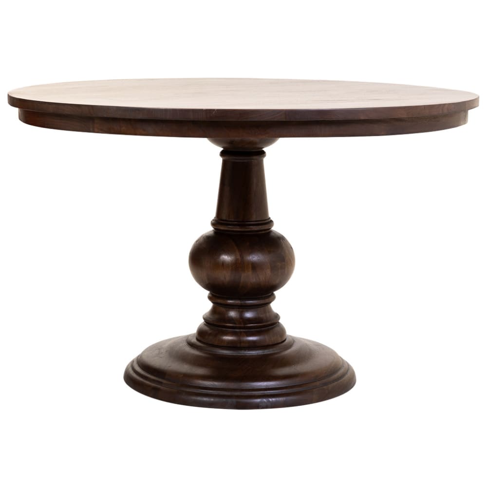 Table À Manger Ronde En Manguier Finition Noyer 120x77