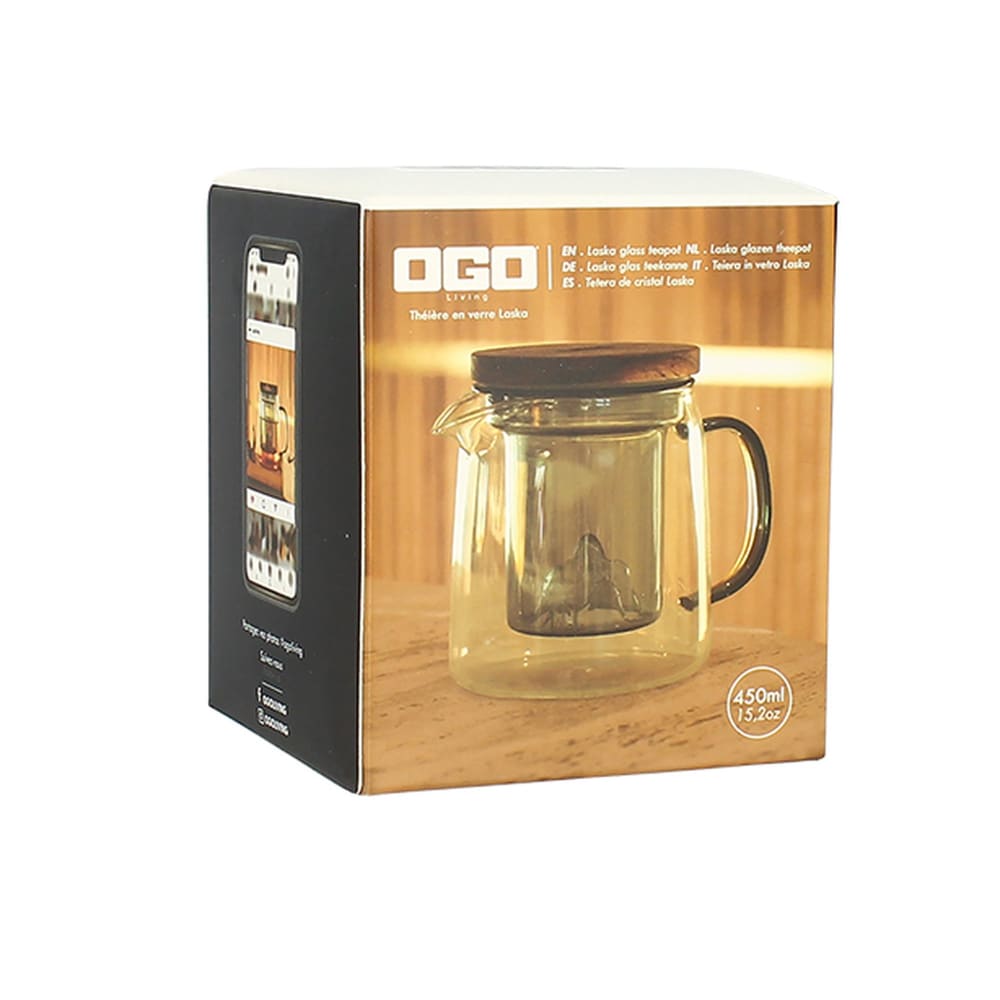 Théière En Verre Infuseur Et Anse Graphite 450ml Laska - Ogo Living