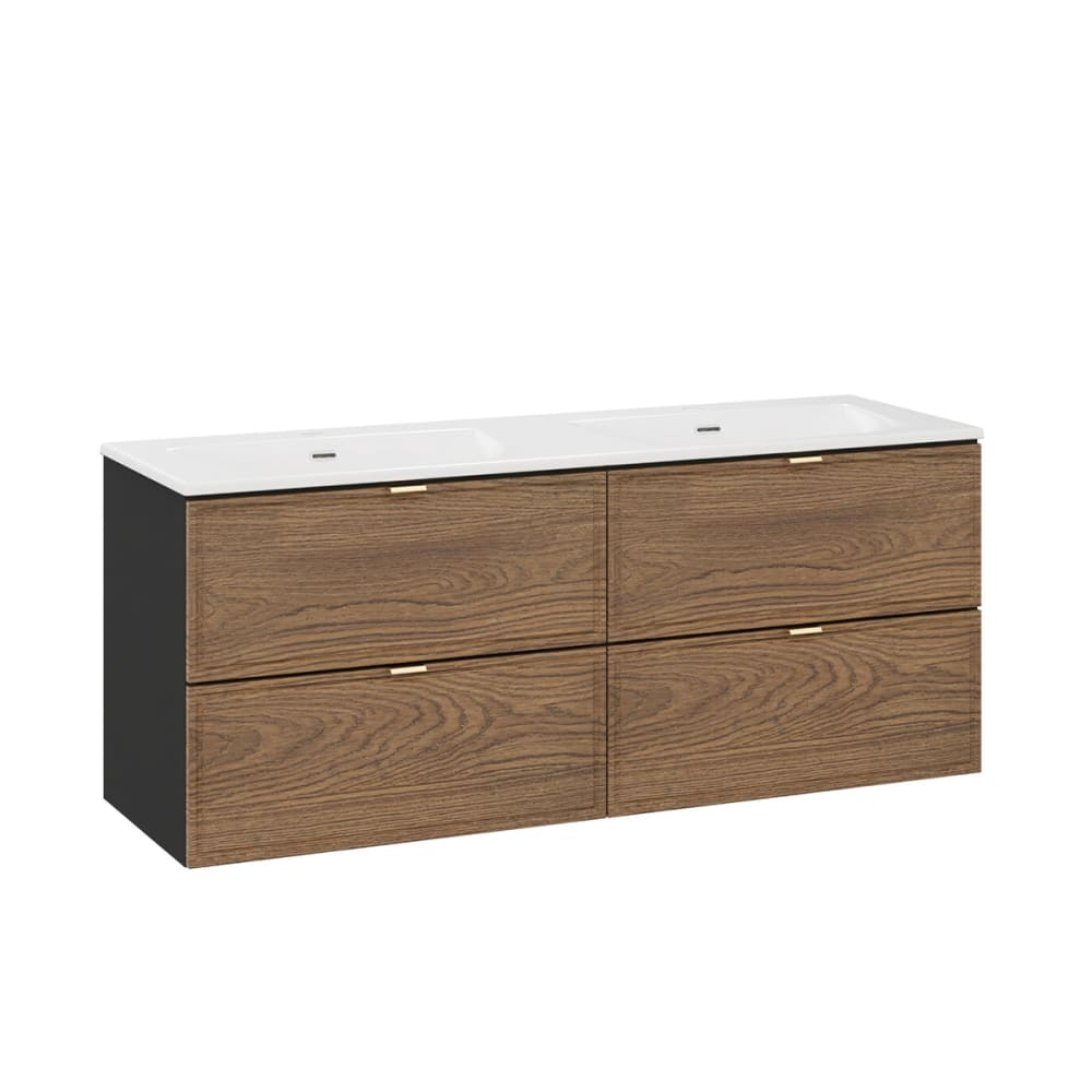Meuble double vasque encastrée 120cm panneaux stratifiés et mdf noir