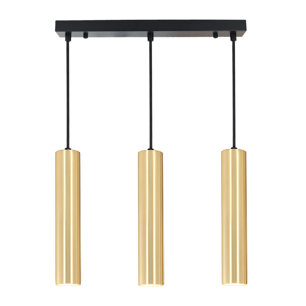 ALPINALUZ Suspension Linéaire Triple Design Minimaliste avec Tubes de 30cm Douille GU10Doré