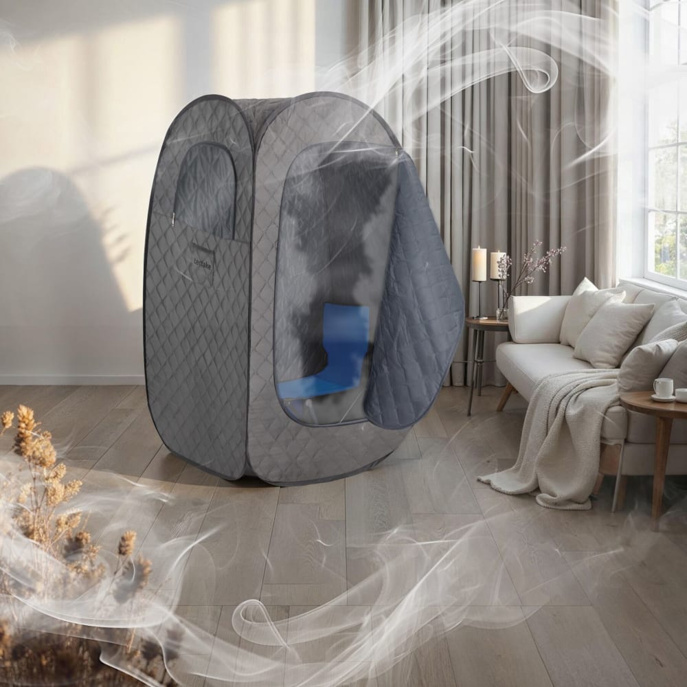 Sauna à vapeur portable générateur de vapeur de 2 L et 1000 W gris foncé-noir