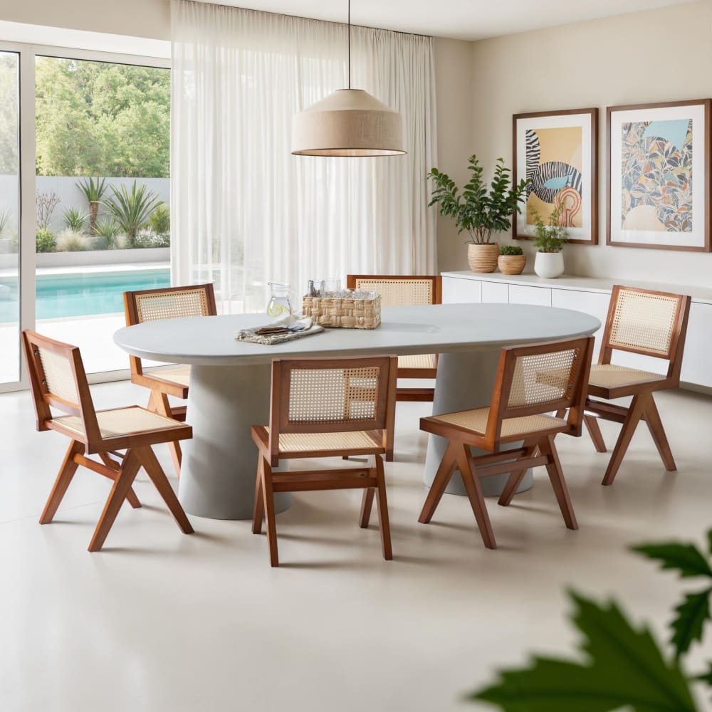 Lot 4 Chaises En Bois Avec Cannage Viennois Design Boho Chêne Foncé
