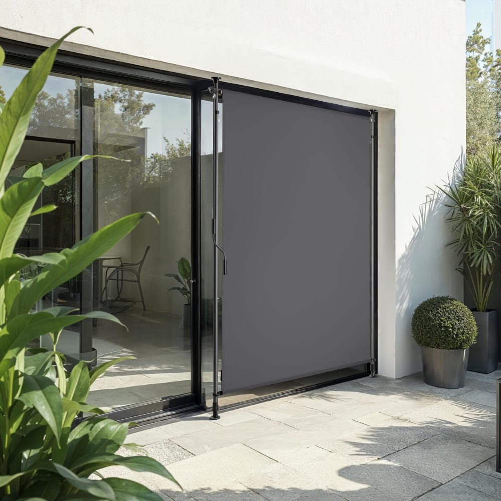 Store Banne Avec Manivelle Et Tissu Opaque 100x310cm Gris Foncé