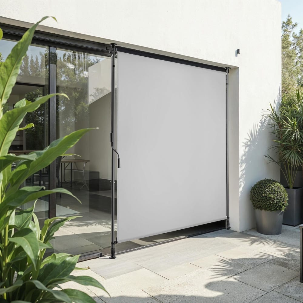 Store Banne Avec Manivelle Et Tissu Opaque 120x310cm Gris Clair