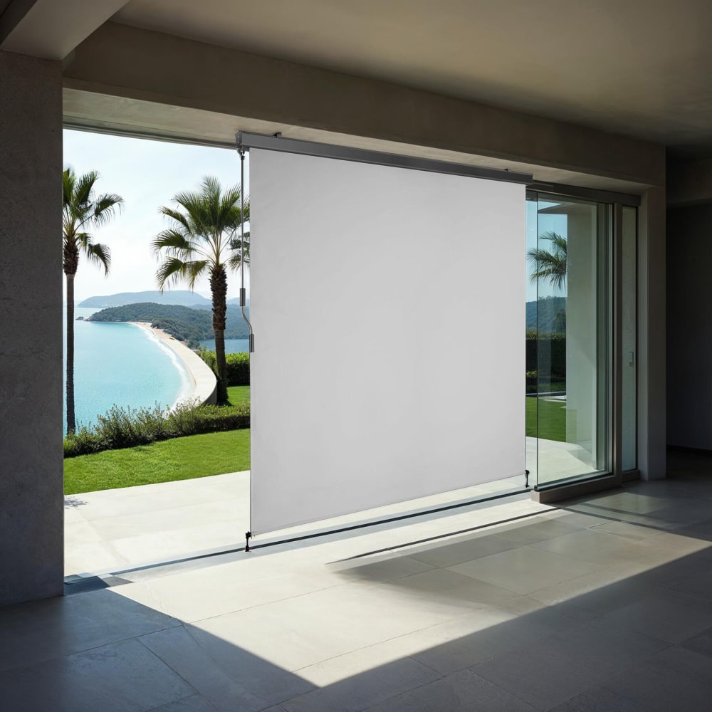 Store Banne Verticale 2 Supports Muraux 180 X 250 Cm Gris Clair