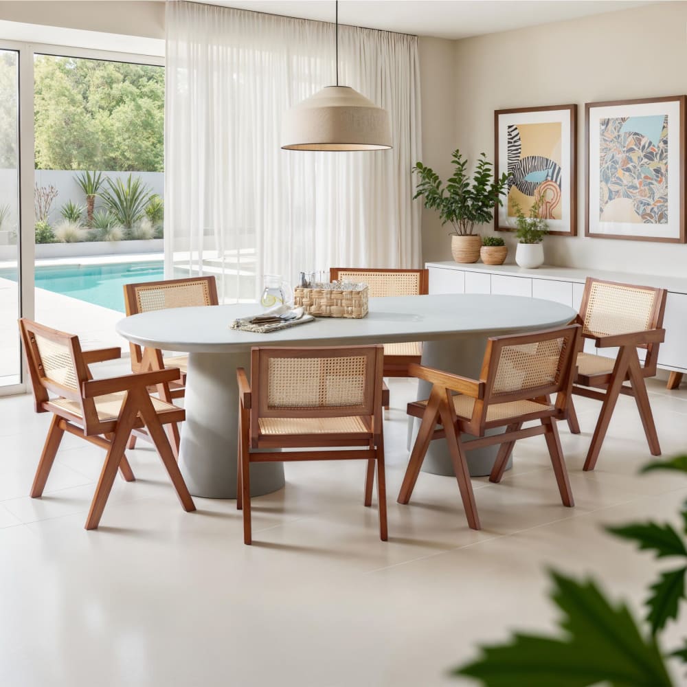 Lot 4 Chaises De Salle À Manger Cannage Viennois Boho Chêne Foncé
