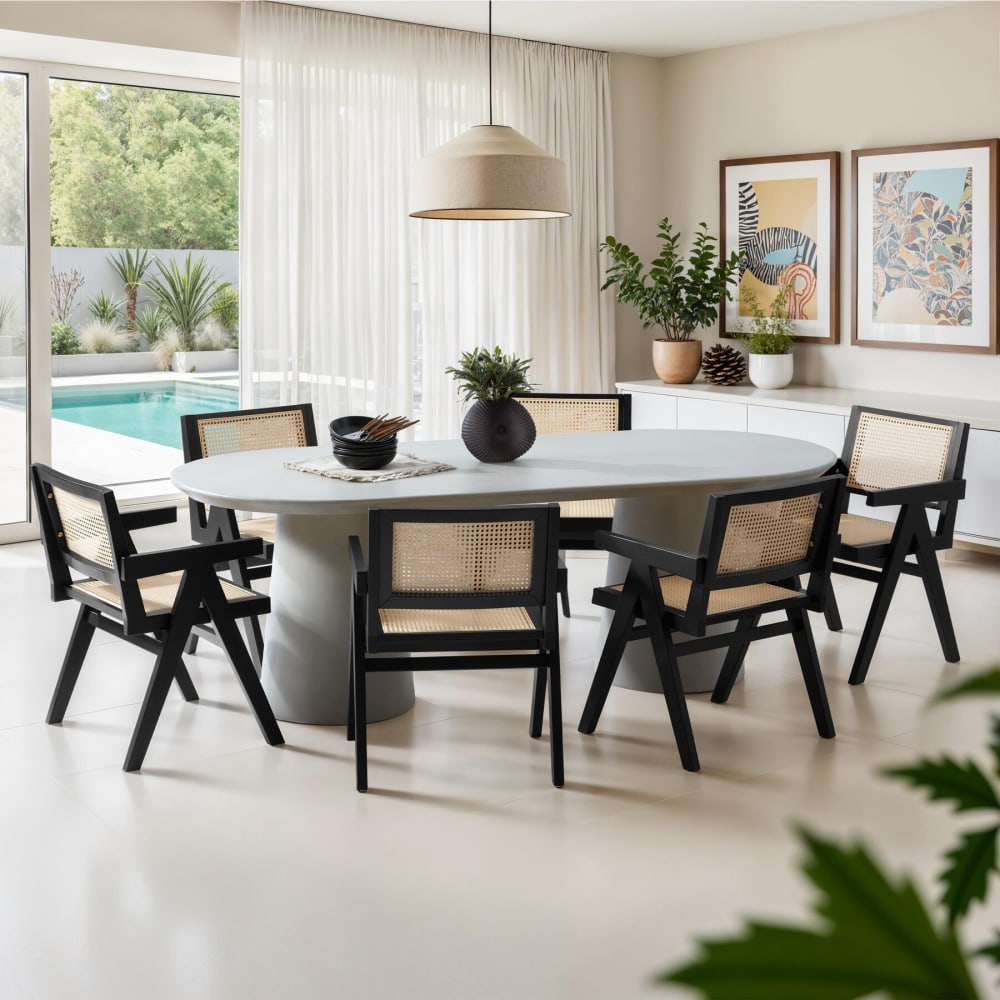 Lot 4 Chaises De Salle À Manger Cannage Viennois Style Boho Noir