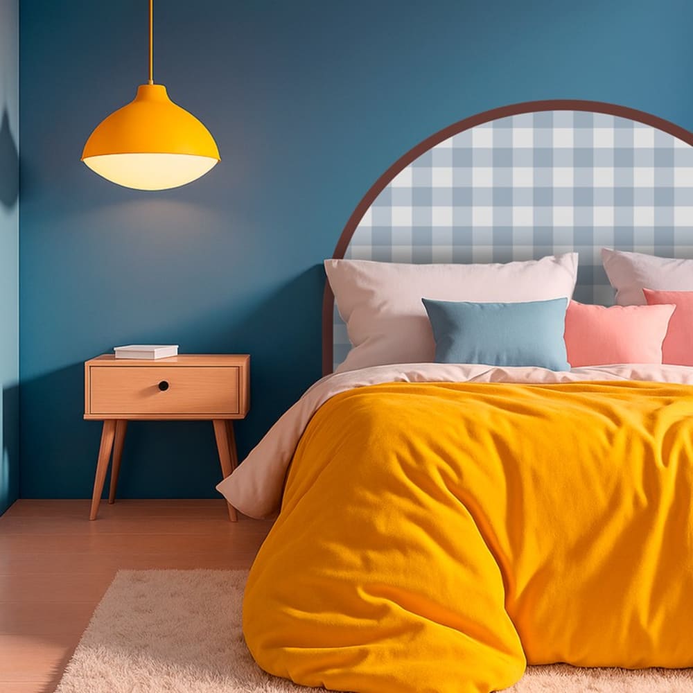Tête de lit - Vichy - intissé 225g/m² - pré-encollé - Bleu - 110x180cm