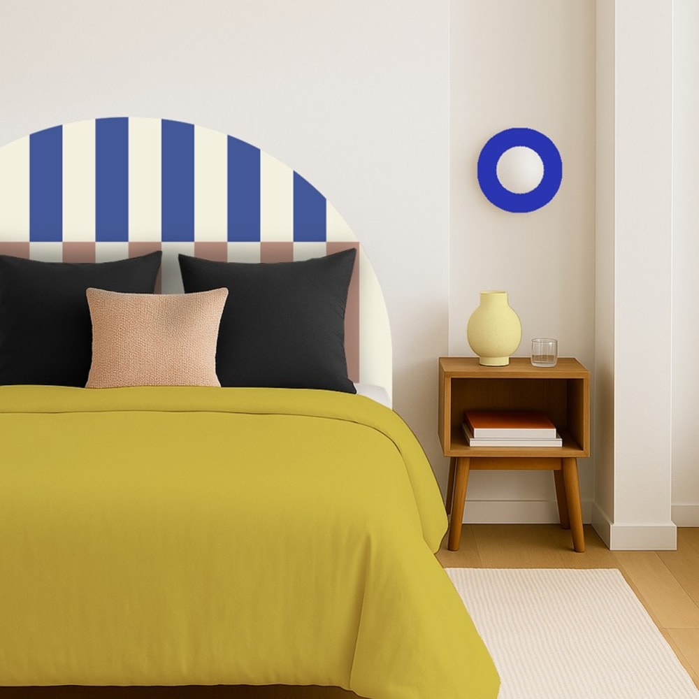 Tête de lit - Rythmo - intissé 225g/m² - pré-encollé - Bleu - 110x160cm
