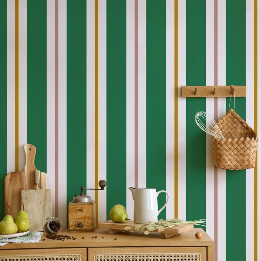 Papier peint raccordable - Aveiro - Vert - intissé: 150g/m² - 4 lés: 192x270cm