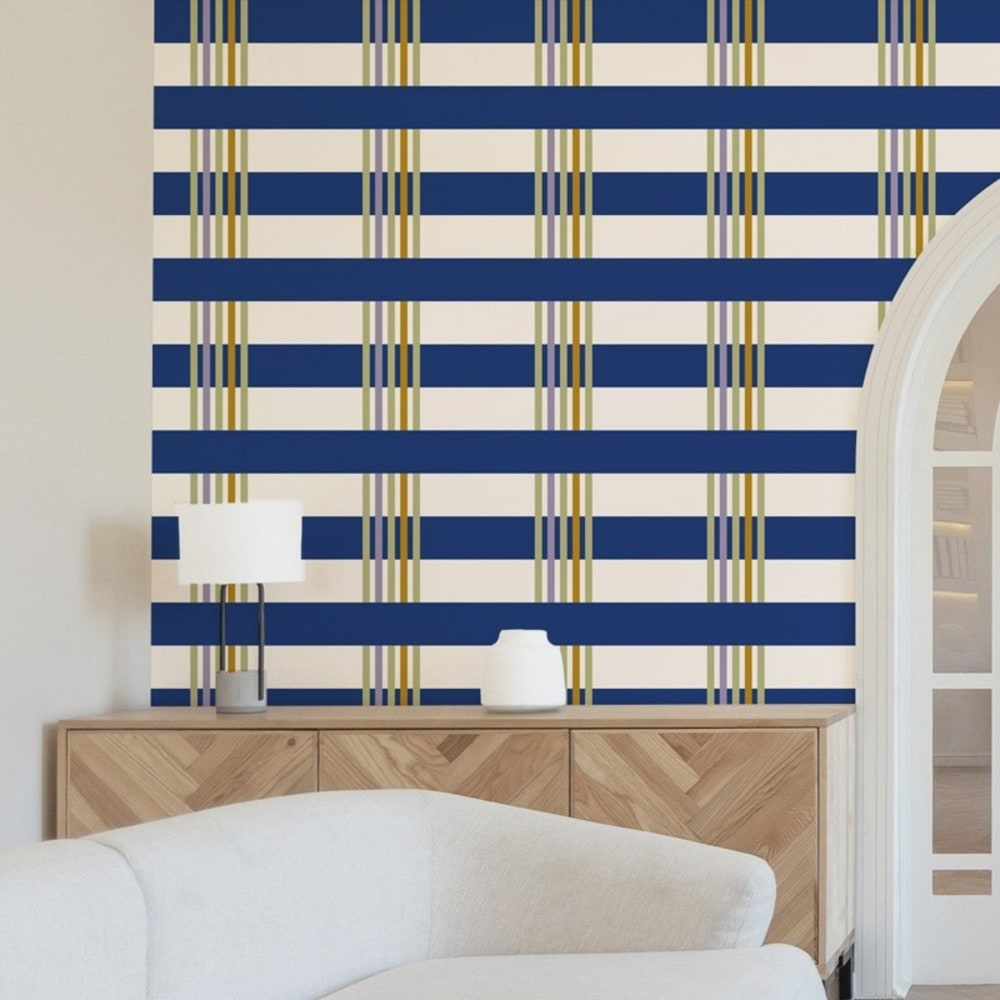 Papier peint raccordable - Positano - Bleu - intissé: 150g/m² - 4 lés: 192x270cm