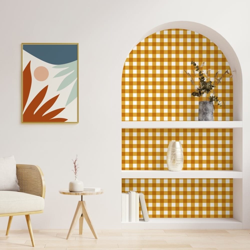 Papier peint raccordable - Vichy - Orange - intissé: 150g/m² - 4 lés: 192x270cm