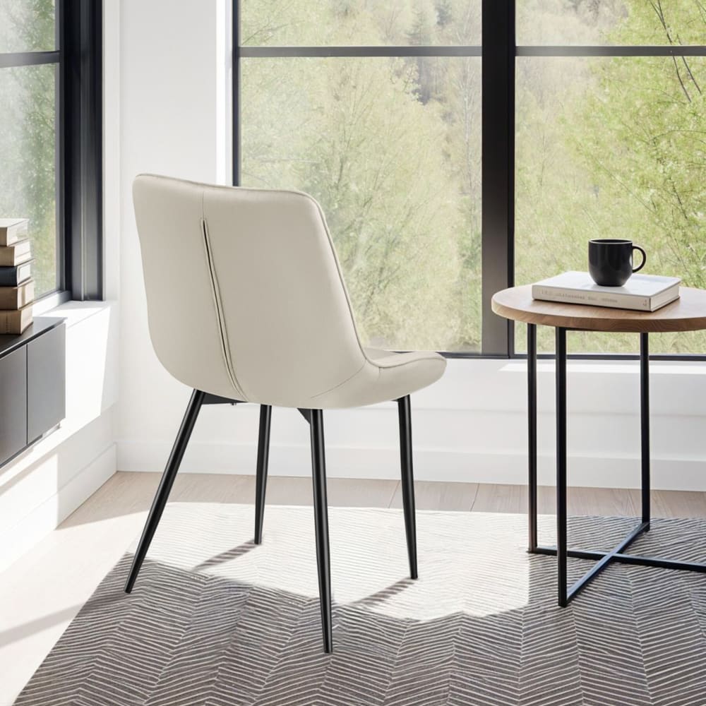 Lot De 8 Chaises Rembourrées Aspect Velours Assise Ergonomique Crème