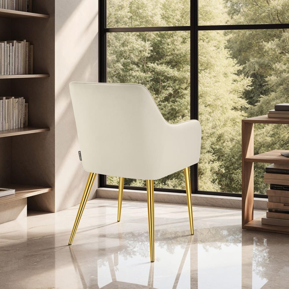 Lot 4 Fauteuils Aspect Velours Rembourrés Style Scandinave Beige