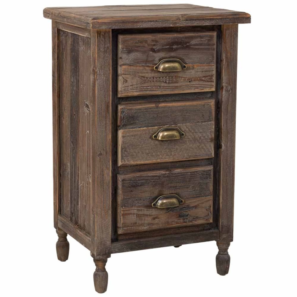 Table De Chevet En Bois Avec 3 Tiroirs 48x38x76,5h Cm