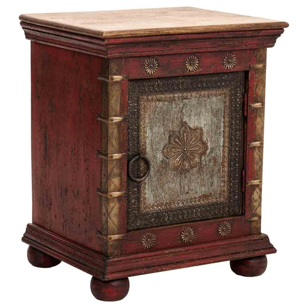 Table De Chevet En Bois Rouge 50x40x59