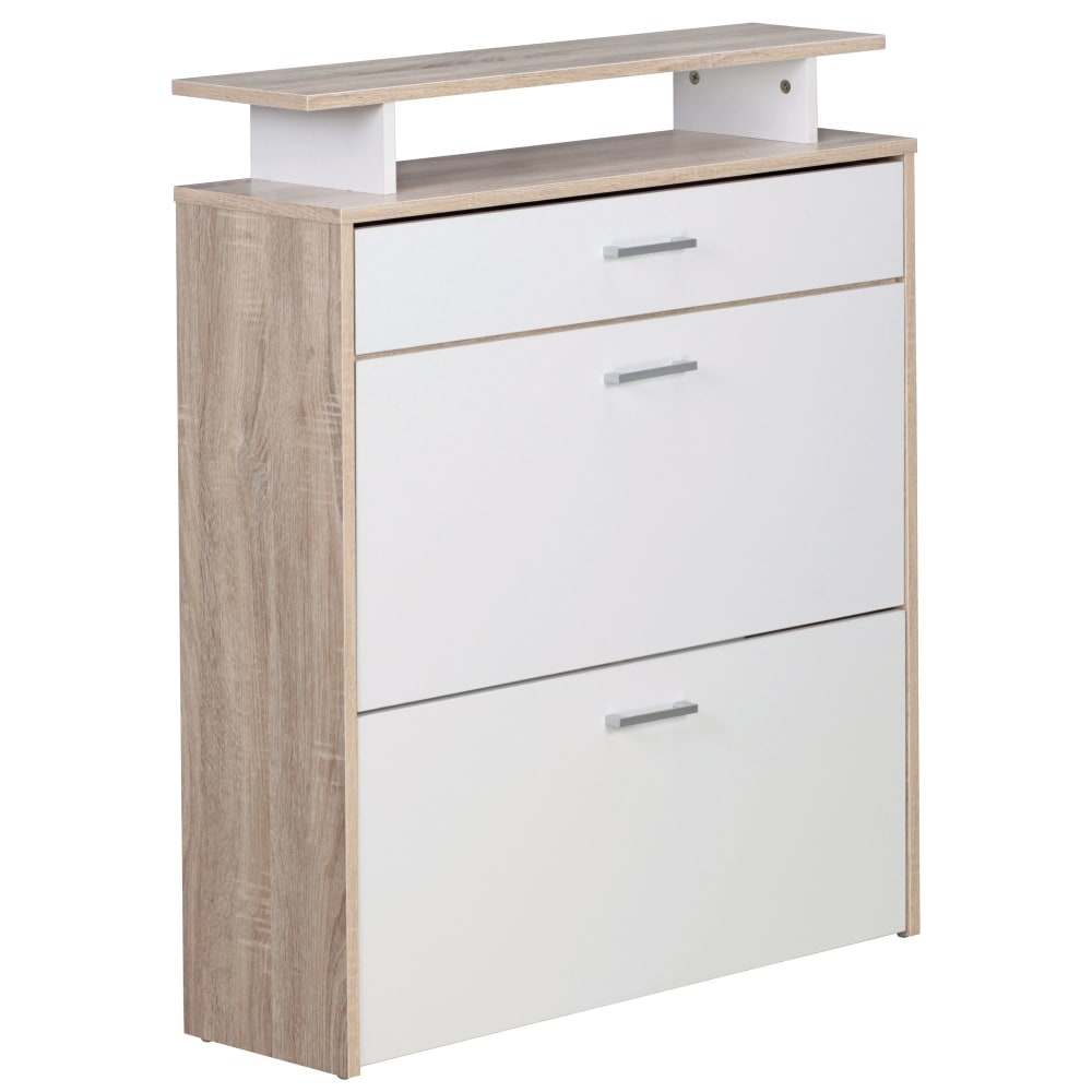 Finebuy Armoire À Chaussures Bois 80x94x24 Cm Étagère À Chaussures 16 Paires