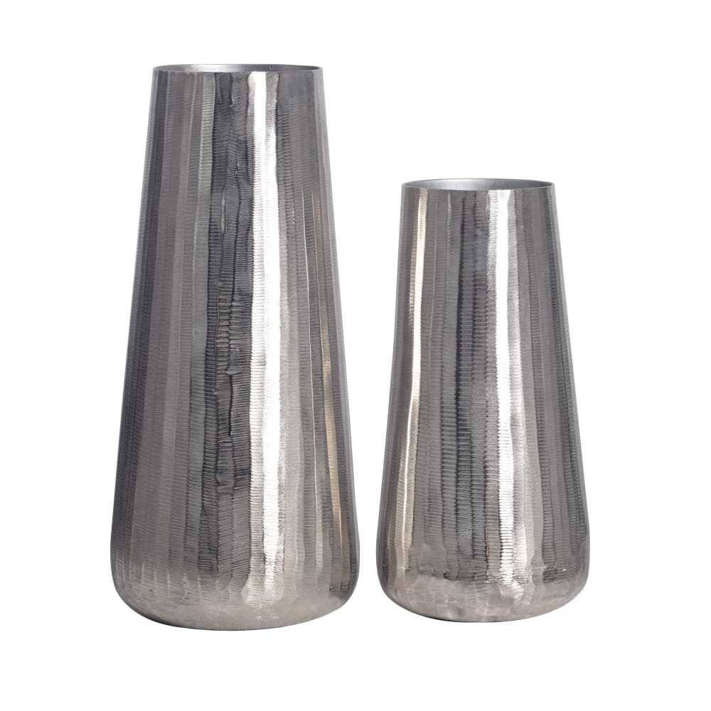 Finebuy Lot De 2 Vases Déco Aluminium Argenté Vase Ronde Décoration Moderne