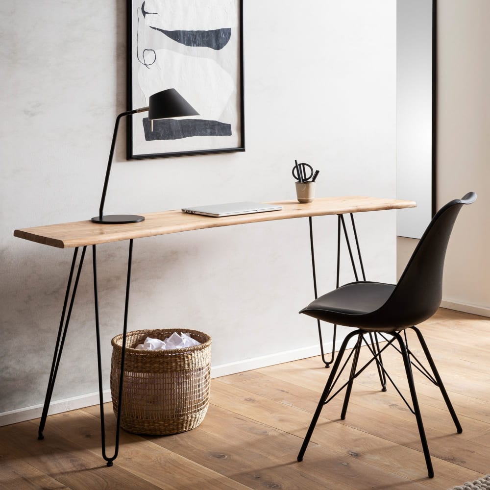 Finebuy Bureau 150 Cm Bois Massif Table D'ordinateur Avec Pieds Épingle Moderne