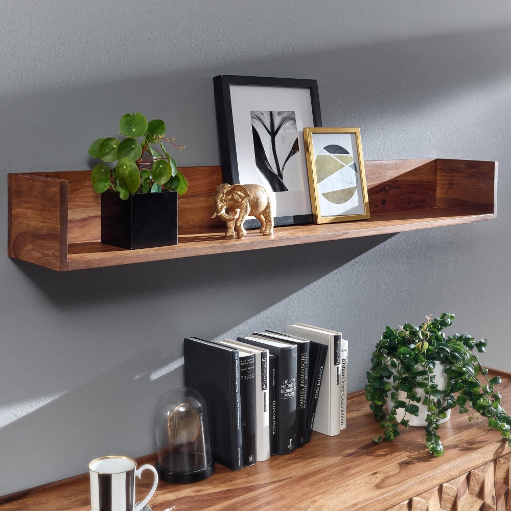 Finebuy Étagère Murale Bois Massif 120 Cm Étagère À Livres Suspendue Flottante
