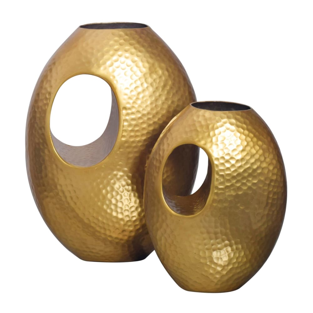 Finebuy Vase Décorative Lot De 2 Aluminium Fleurs Décoration Martelée Intérieure