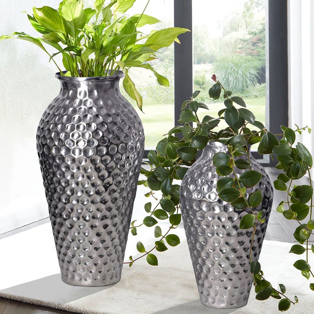Finebuy Vase Décorative Lot De 2 Aluminium Fleurs Décoration Amphore Moderne
