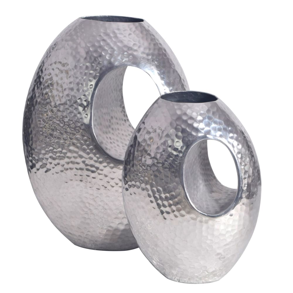 Finebuy Vase Décorative Lot De 2 Aluminium Fleurs Décoration Martelée Intérieure