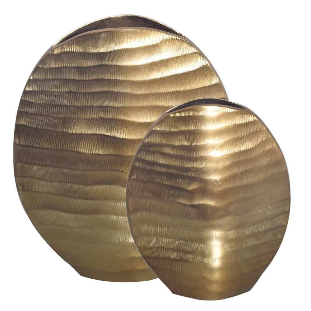 Finebuy Vase Décorative Lot De 2 Aluminium Fleurs Décoration Motif Ondulé
