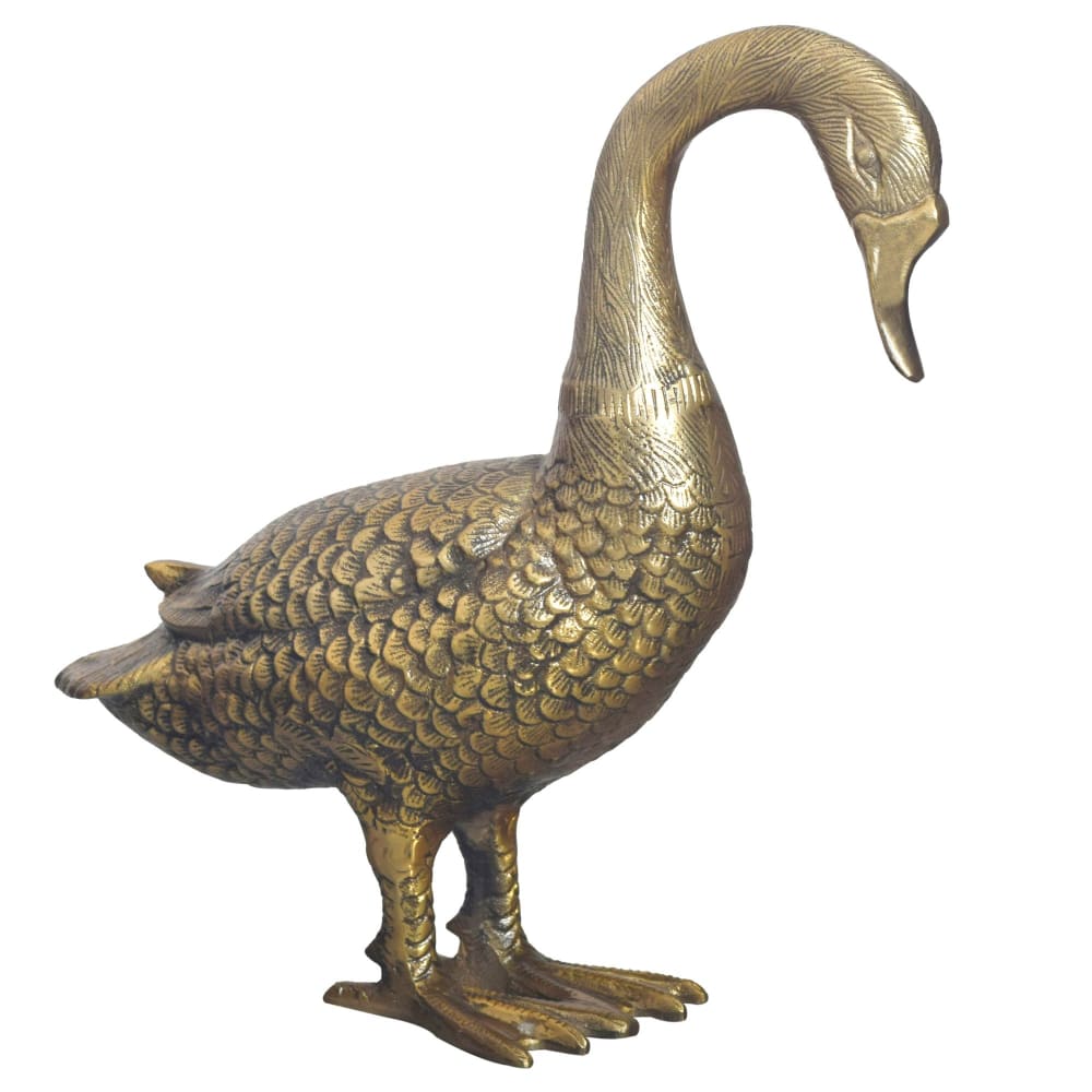 Finebuy Figurine Déco Oie Aluminium Doré 46 Cm Objet Design Maison Moderne