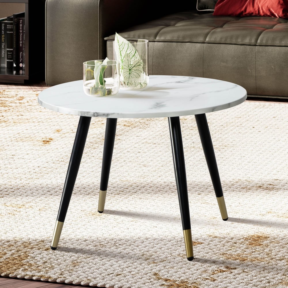 Table Basse Café de Salon Canapé Aspect Marbre 60 cm Ronde Moderne FineBuy