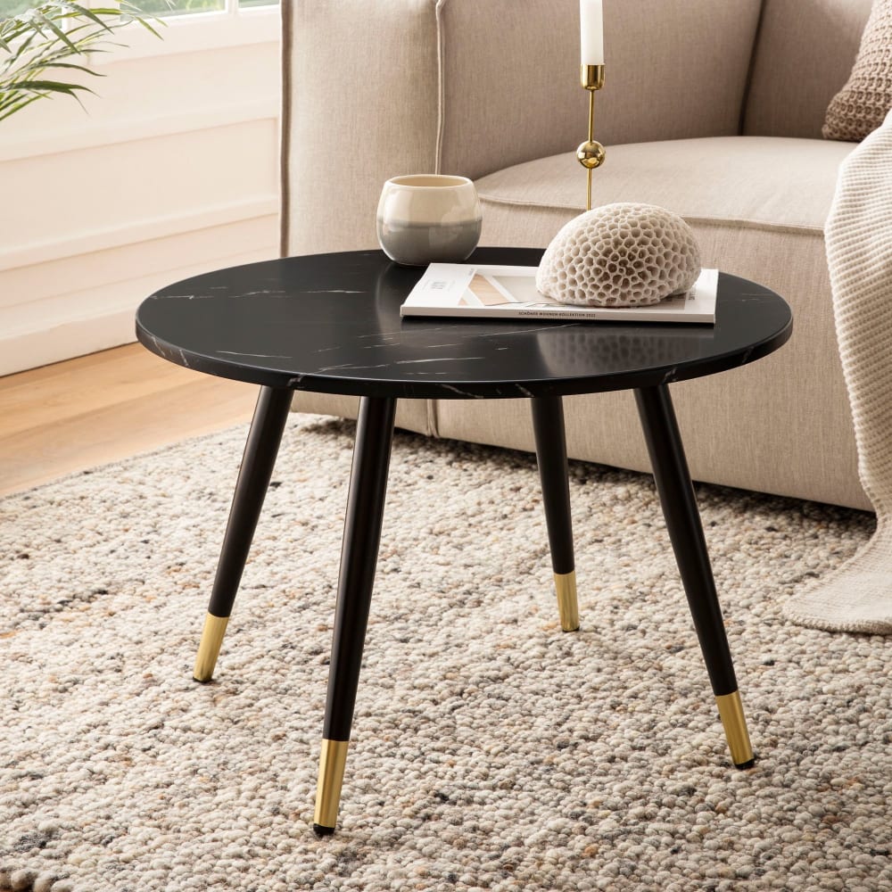 Table Basse Café de Salon Canapé Aspect Marbre 60 cm Ronde Moderne FineBuy