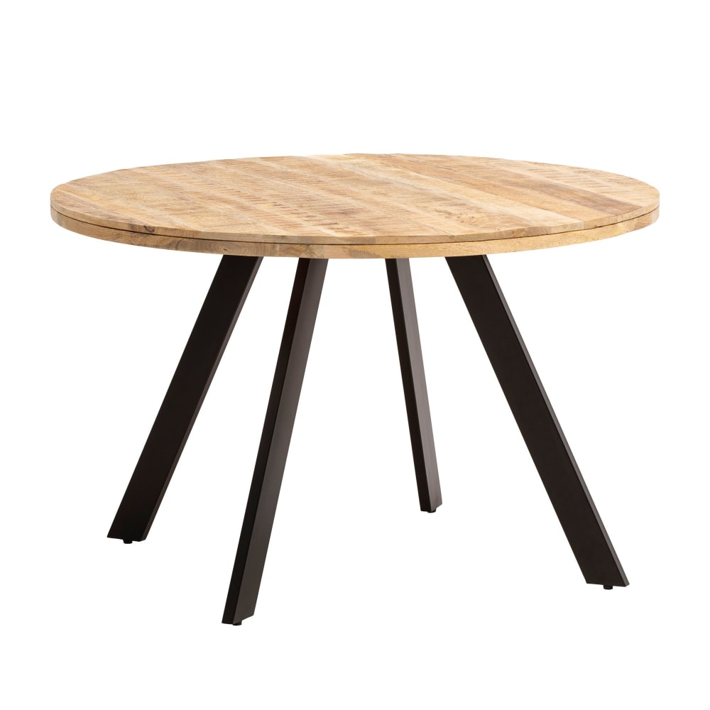 Finebuy Table De Salle À Manger 120 Cm Bois Massif Métal Ronde Petite Cuisine