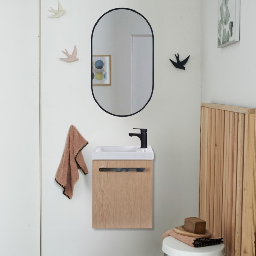 Ensemble lave-mains suspendu NEVADA avec miroir ovale