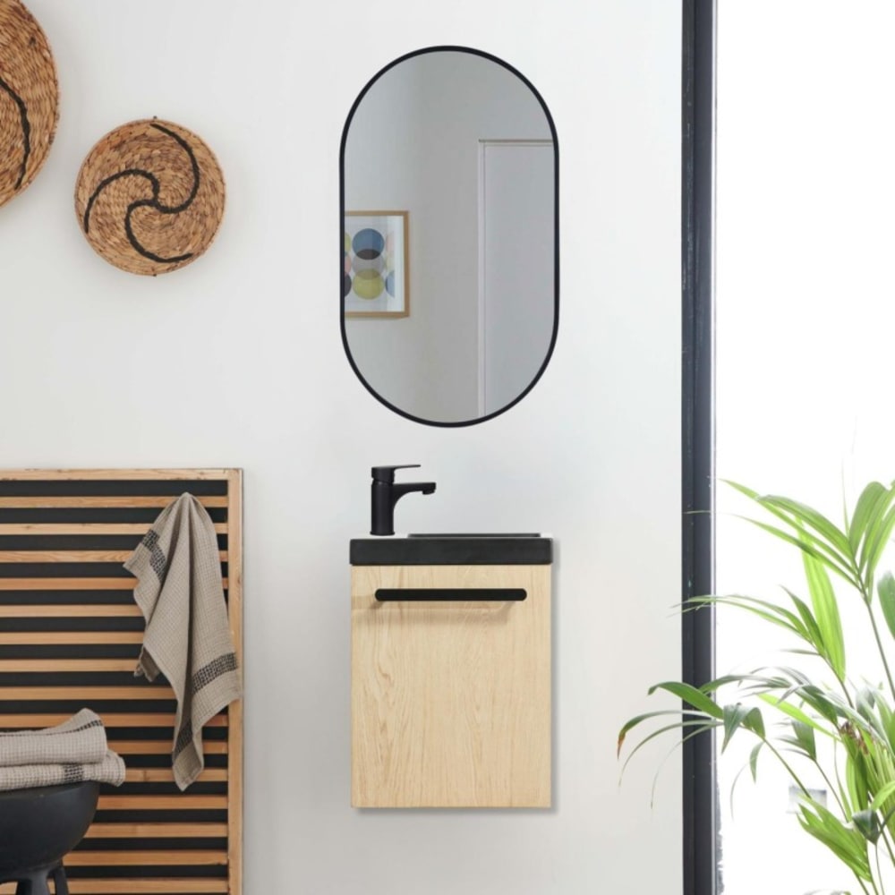 Ensemble lave-mains suspendu NEVADA avec miroir ovale