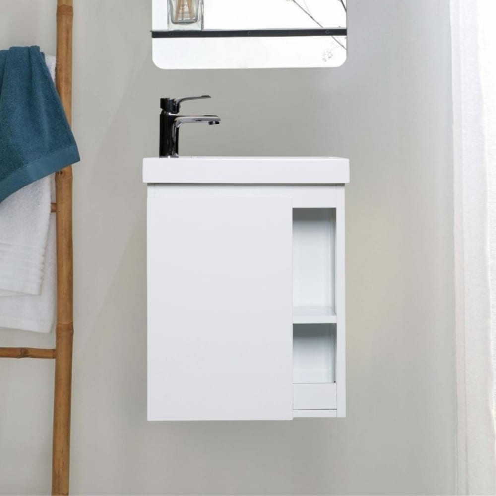 Ensemble lave-mains HAMPTON avec rangement latéral avec robinet chromé