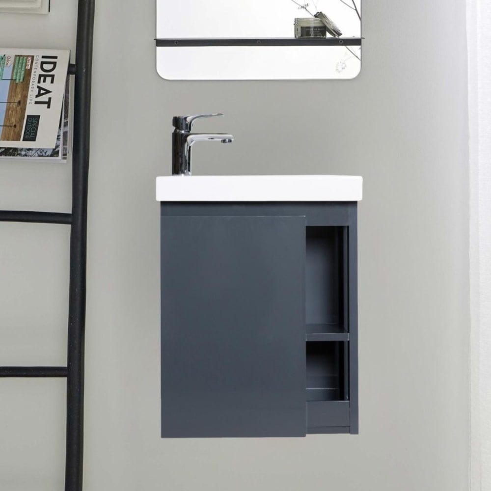 Ensemble lave-mains HAMPTON avec rangement latéral avec robinet chromé