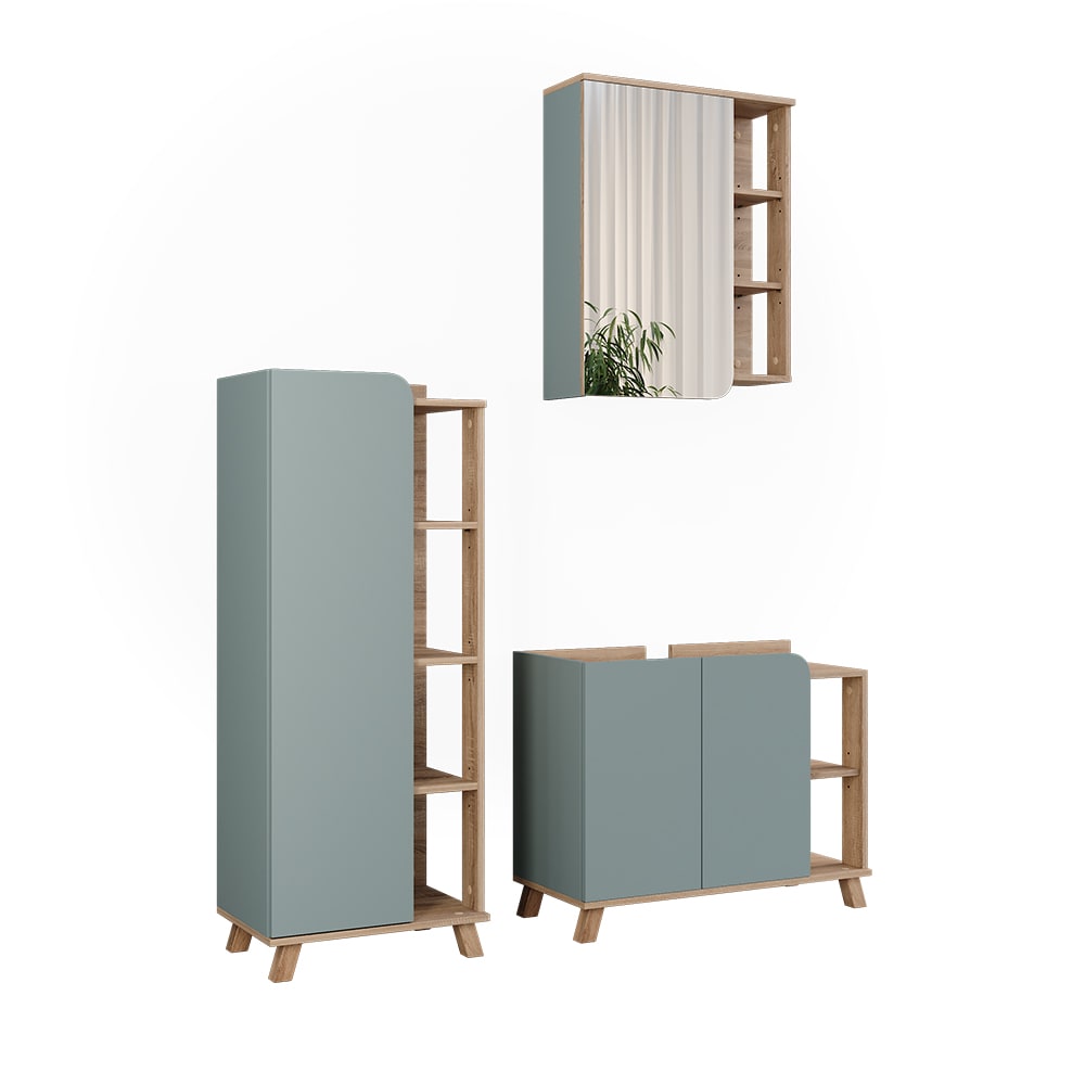 Meubles bain 2 pièces sonoma/bleu 80x65cm