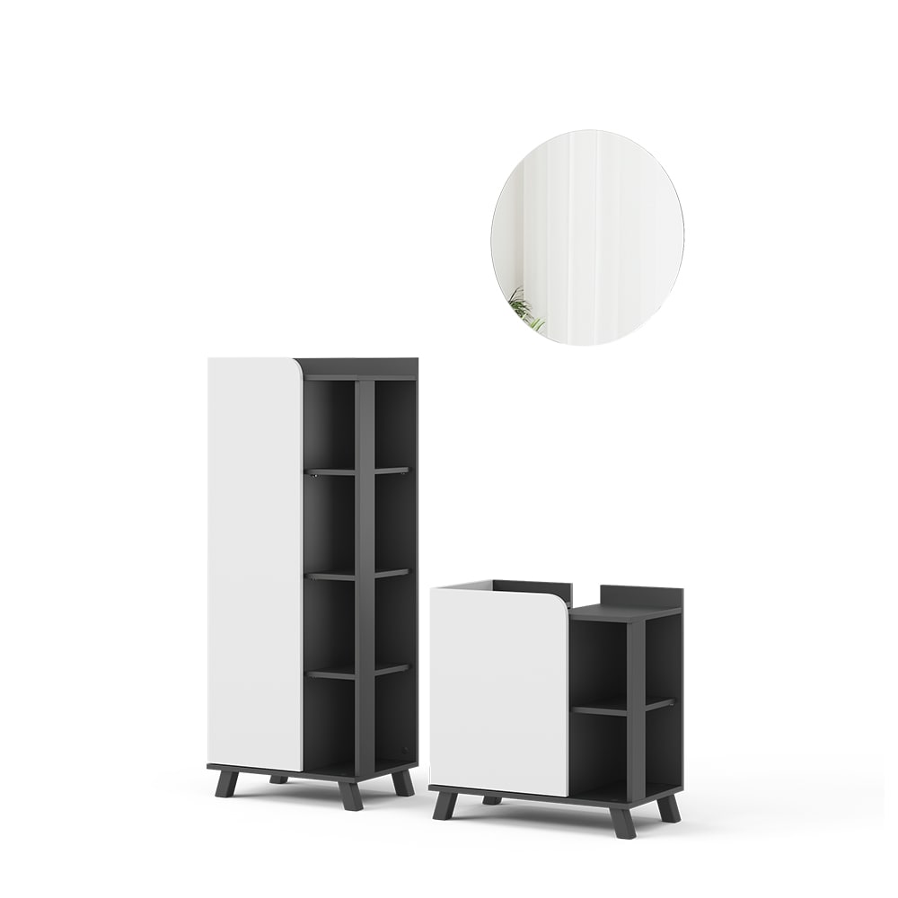 Vicco Ensemble de meubles de salle de bains Anthracite/Blanc 3 pièces