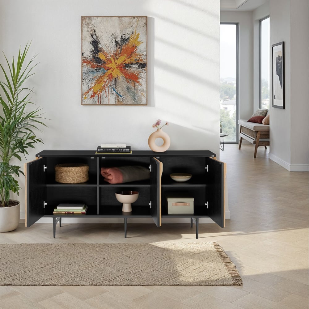 Buffet 3 Compartiments Avec Portes Magnétiques Et Étagères Amovibles