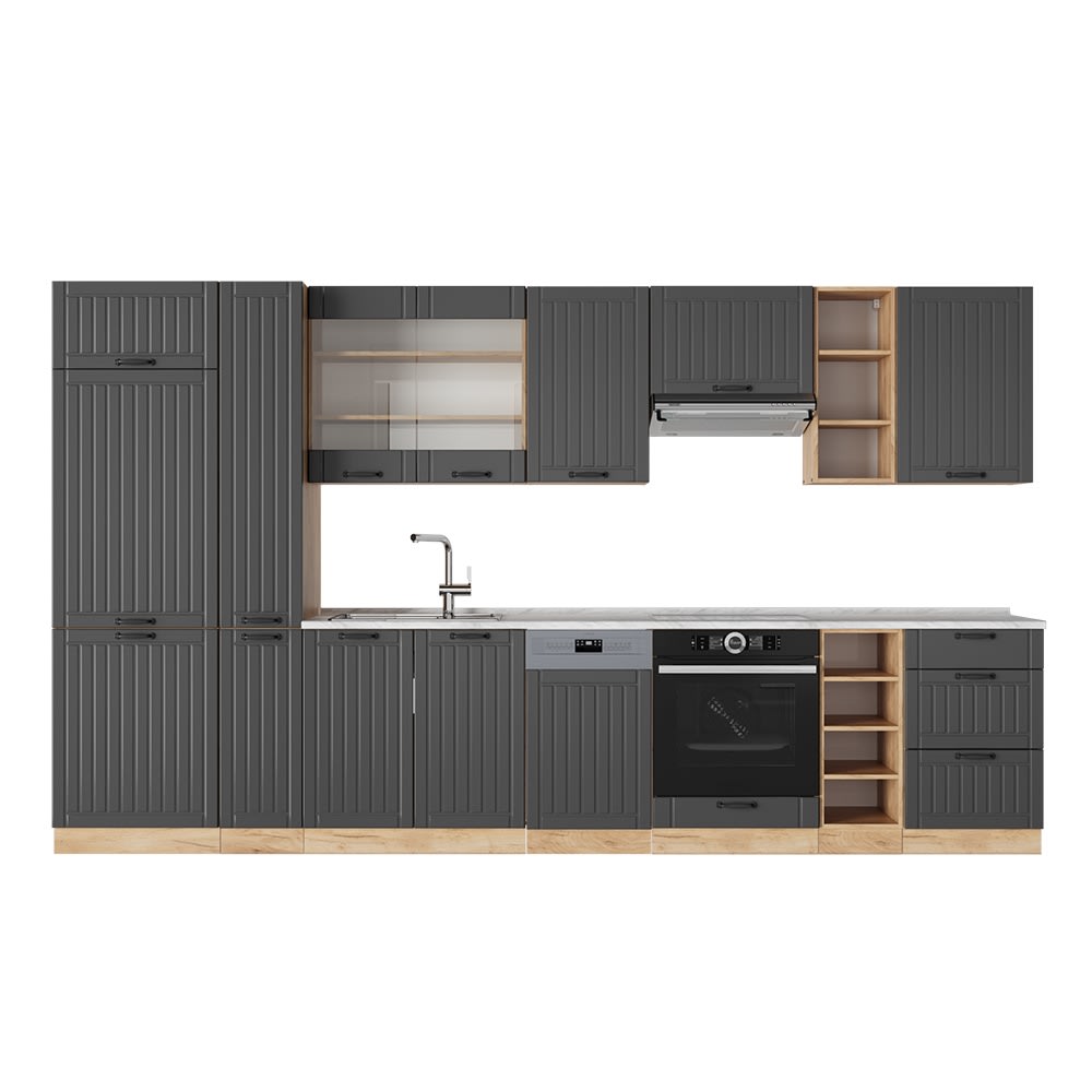 Vicco Cuisine Gris foncé 355cm, PT Marbre