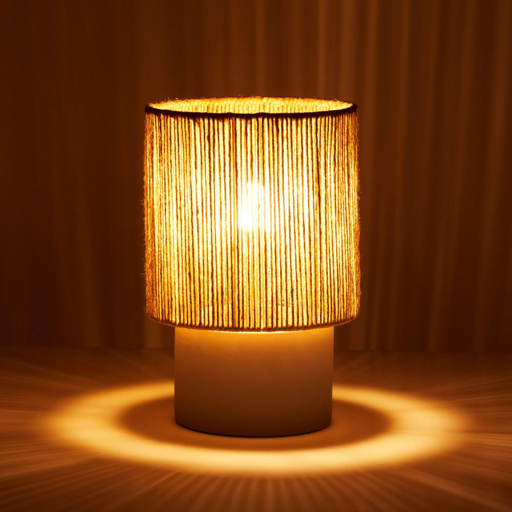 Lampe De Chevet Style Bohème 60w Avec Fibre Naturelle