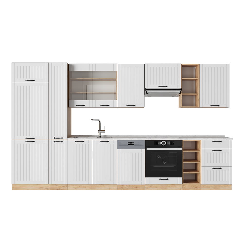 Vicco Cuisine Blanc campagne 355cm, PT Marbre