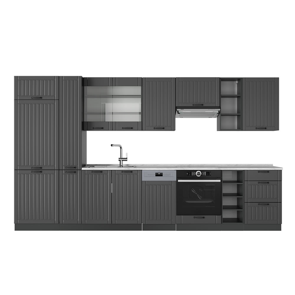 Vicco Cuisine Gris foncé 355cm, PT Marbre
